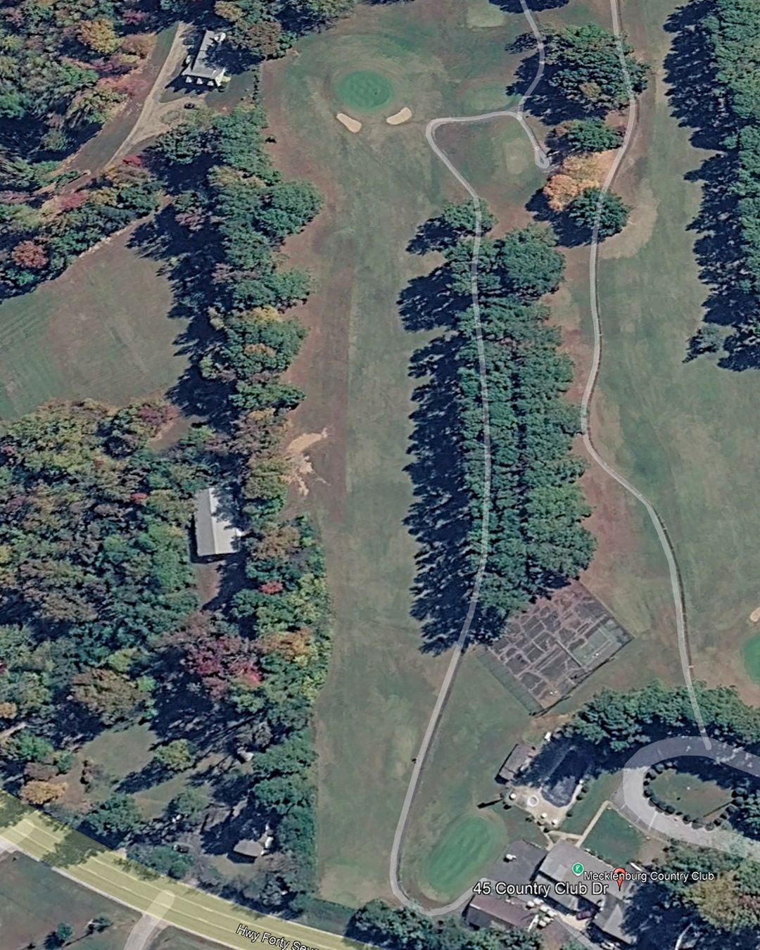 Aerial view of hole 1 / 10 at Mecklenburg Country Club