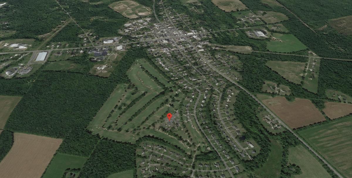 Aerial map of Chase City, VA showing Mecklenburg Country Club location